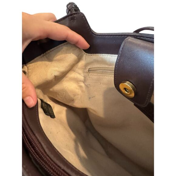 Etienne Aigner Straw Tote Bag Brown Leather Trim Shoulder Purse Preppy Coastal - Picture 9 of 12